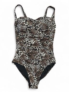 Betsey Johnson Leopard Print One-Piece Swimsuit - Tummy control ruching